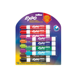MARCADOR P/PIZARRÓN EXPO LOW ODOR C/12 PZAS COLORES