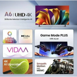 PANTALLA HISENSE 58" 58A6NV LED 4K UHD Vidaa U7 Smart 60Hz Resolución 3840 x 2160 RGB PANTALLA HISENSE 58" 58A6NV LED 4K UHD Vidaa U7 Smart 60Hz Resolución 3840 x 2160 RGB